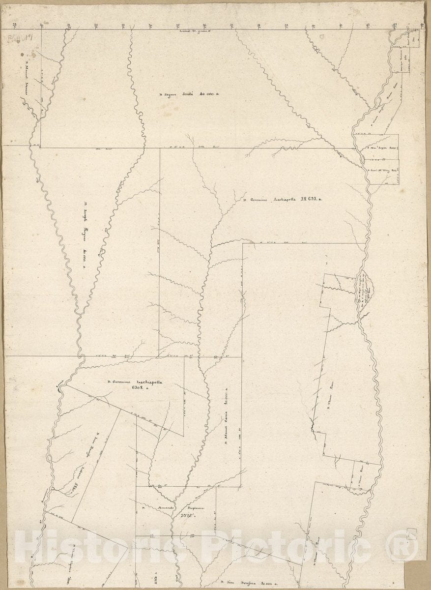 Historic 1805 Map - Map of an Area of Spanish West Florida Bounded by Rios Comite on The west and Amite on The East