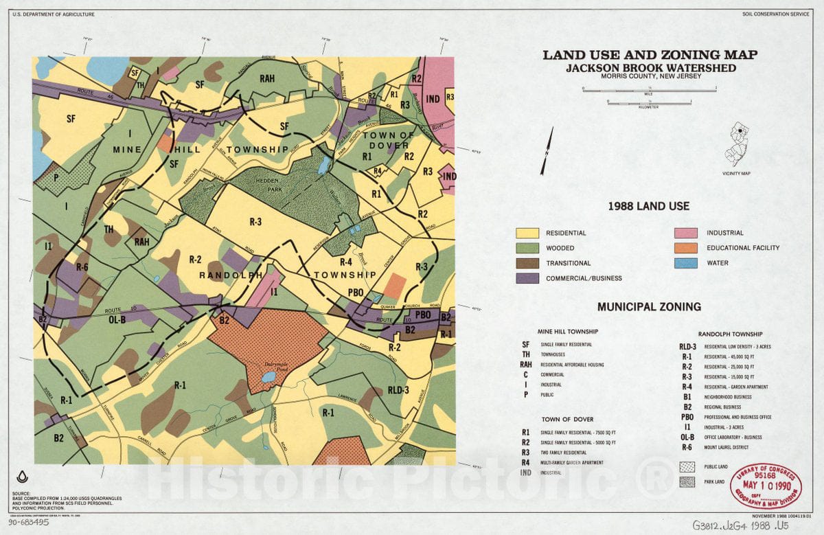 Historic 1988 Map - Land use and zoning map, Jackson Brook Watershed, Morris County, New Jersey