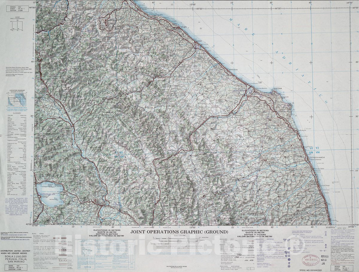 Historic Map - Joint Operations Graphic (Ground). - Perugia, Italia; San Marino