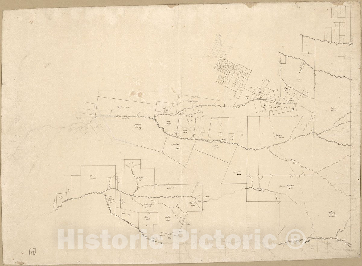 Historic 1805 Map - Map of Area of Spanish West Florida Bounded by The Comite River on The west and The Amite River on The East