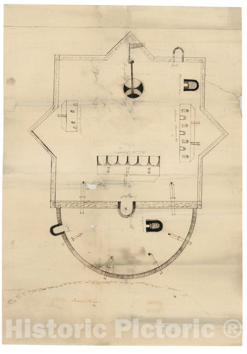 Historic 1819 Map - Plan of Fort Powhatan, Prince George County, Virginia