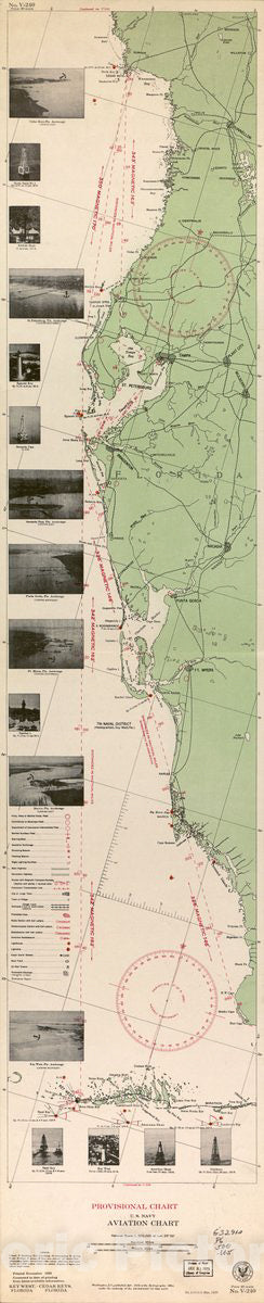 Historic 1927 Map - Sectional Aeronautical Charts : United States
