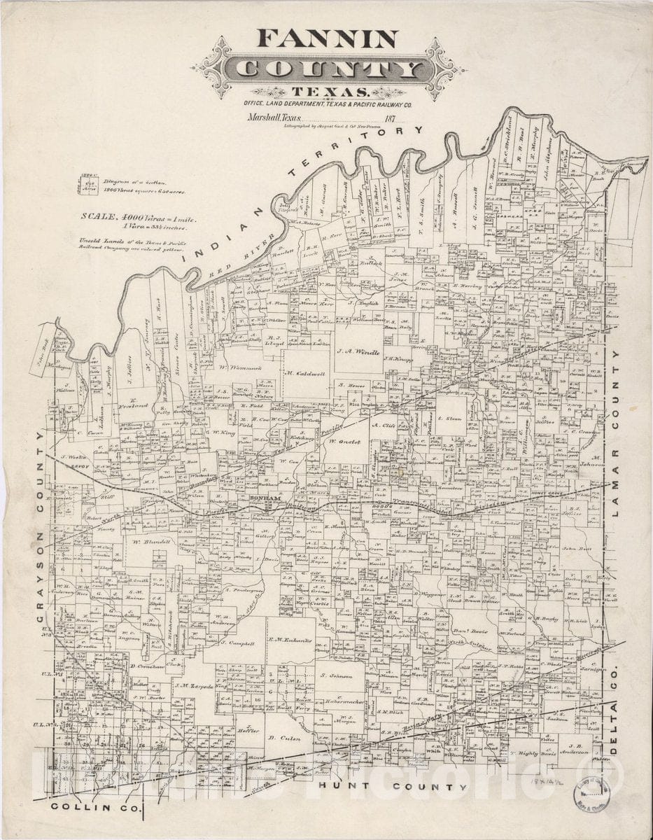 Historic 1870 Map - Fannin County, Texas