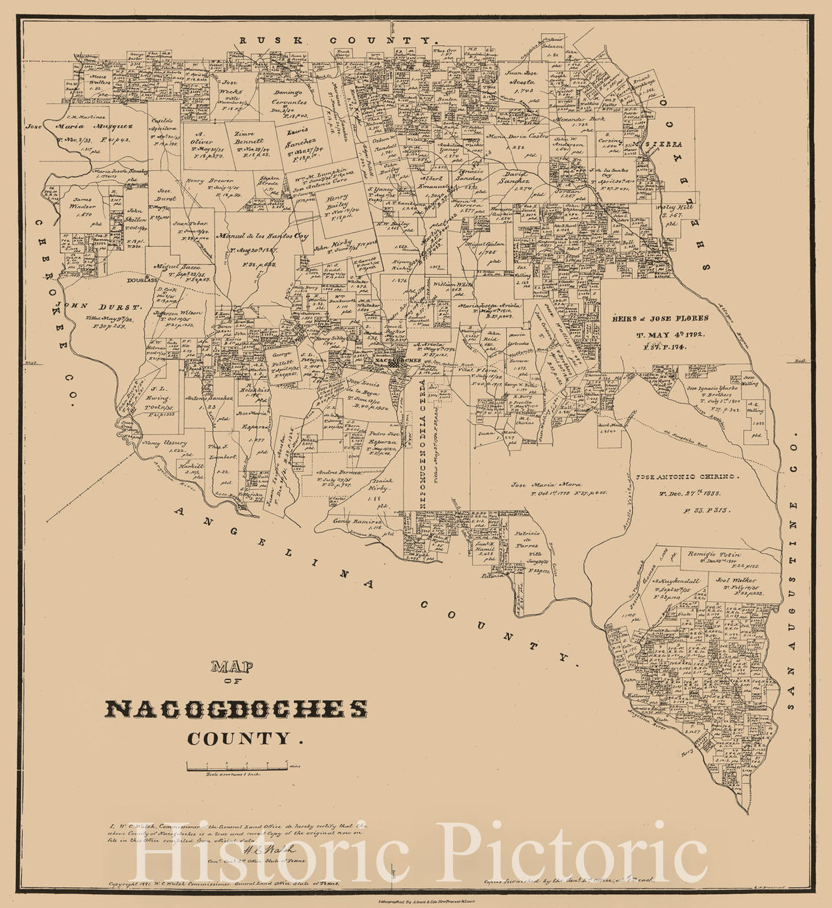 Historic 1881 Map - Map of Nacogdoches County.