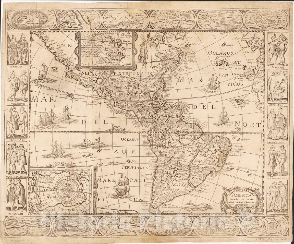 Historic 1670 Map - America noviter delineata