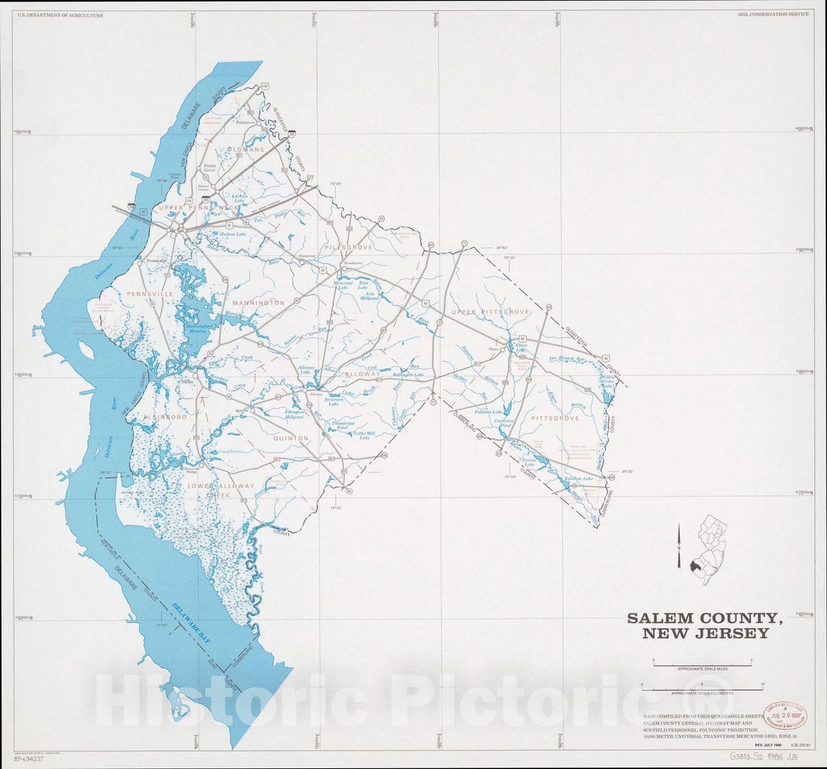 Historic 1986 Map - Salem County, New Jersey