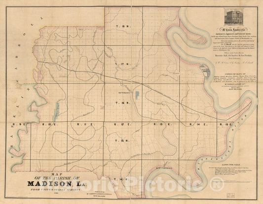Historic 1860 Map - Map of The Parish of Madison, La. : from United States surveys.