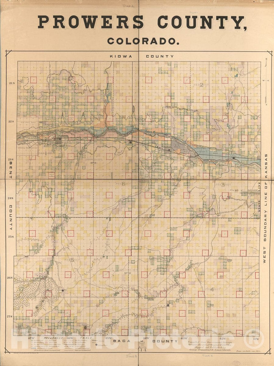 Historic 1889 Map - Prowers County, Colorado