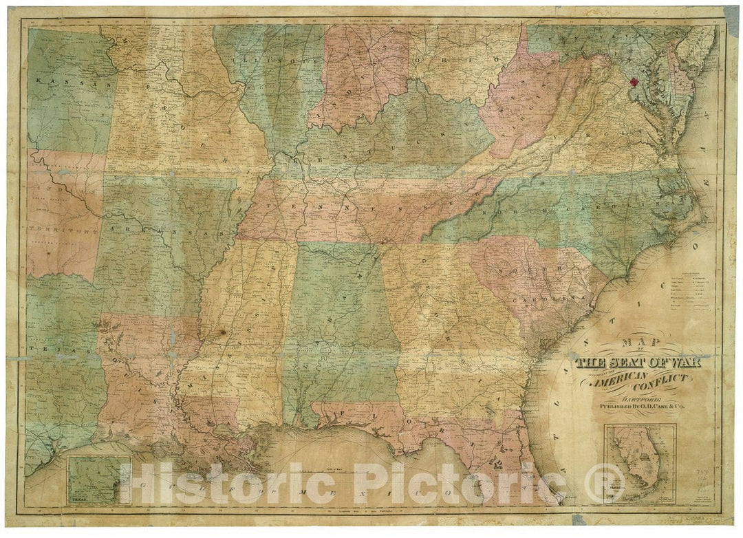 Historic 1868 Map - Map of The seat of war : to accompany The American Conflict