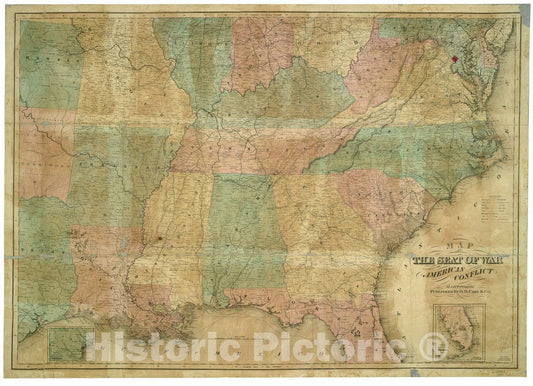 Historic 1868 Map - Map of The seat of war : to accompany The American Conflict