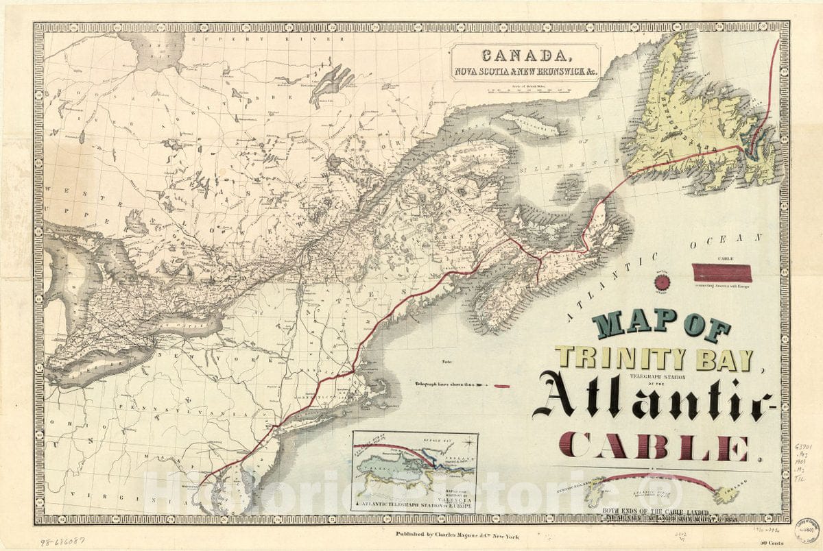Historic 1901 Map - Map of Trinity Bay, Telegraph Station of The Atlantic-Cable.