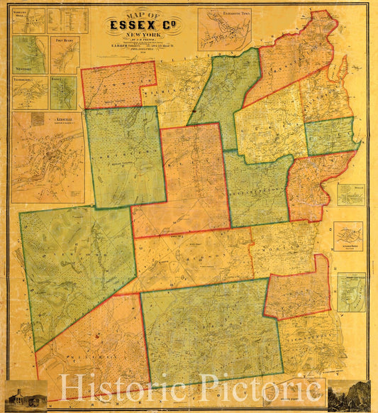 Historic 1858 Map - Map of Essex Co, New York