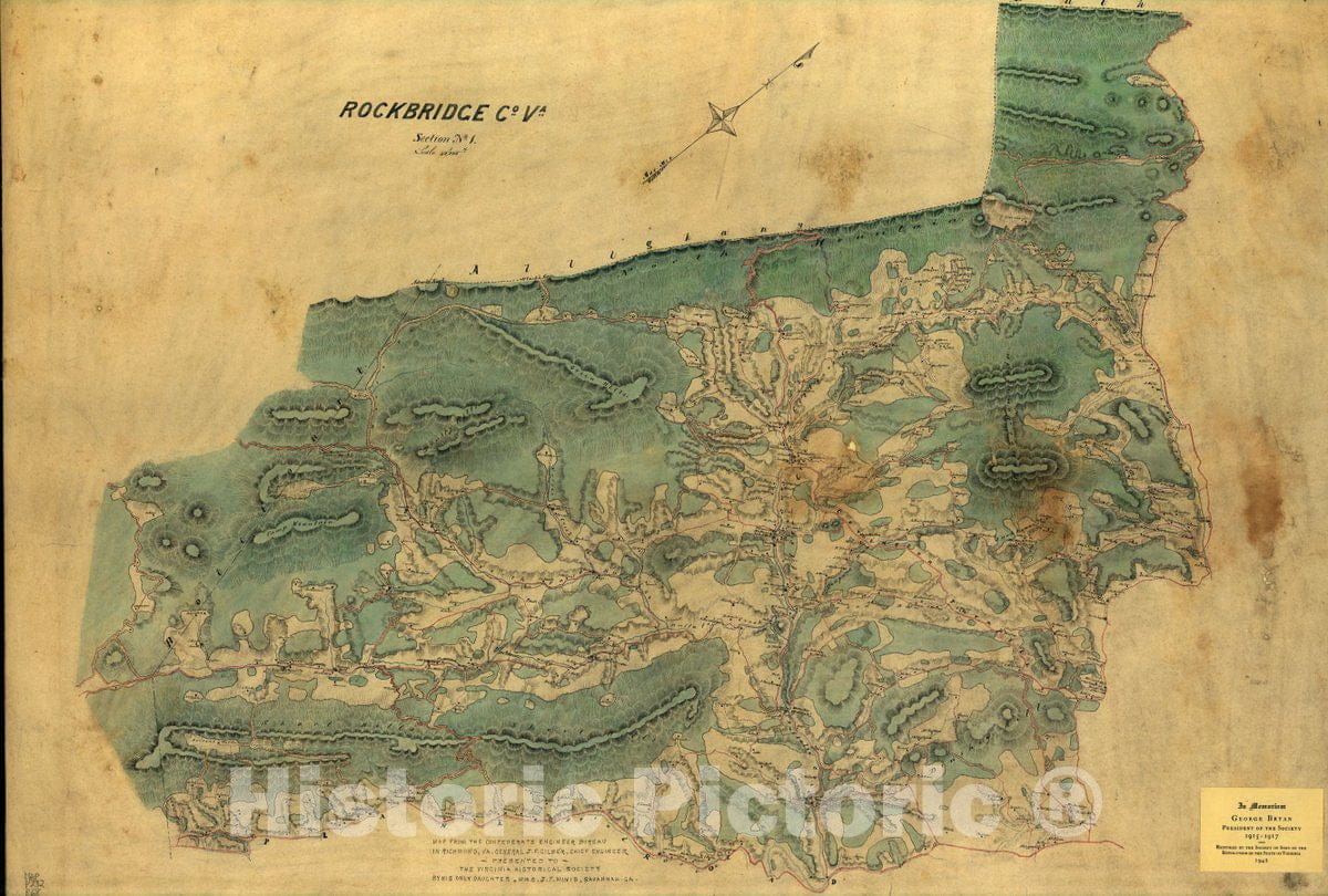 Historic 1863 Map - Rockbridge Co, Va. Section no. 1.