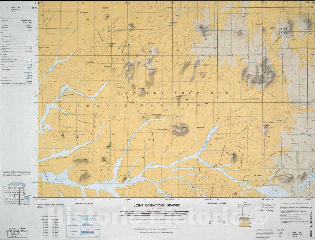 Historic Map - Joint Operations Graphic (Ground). - Wadi 'Amur, Sudan