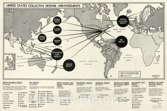 Historic 1966 Map - United States Collective Defense Arrangements