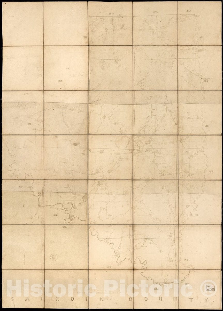 Historic 1865 Map - Calhoun County, Arknasas