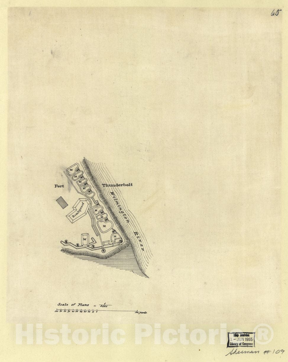 Historic 1864 Map - Fort Thunderbolt.