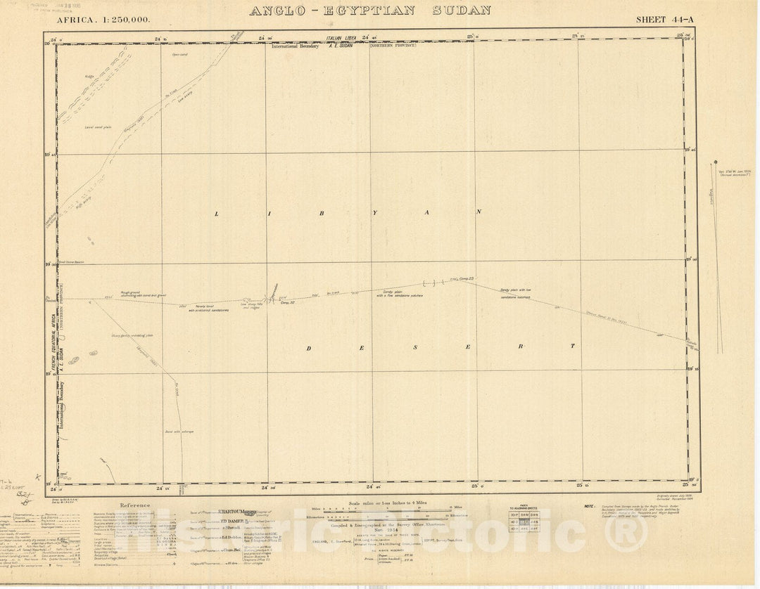 Map : Anglo-Egyptian Sudan 1934, East Africa 1:250,000, Anglo-Egyptian Sudan, sheet 44-A , Antique Vintage Reproduction