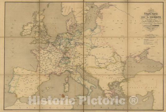 Historic Map - Carte de la tÃ©lÃ©graphie Ã©lectrique de l'Europe Map
