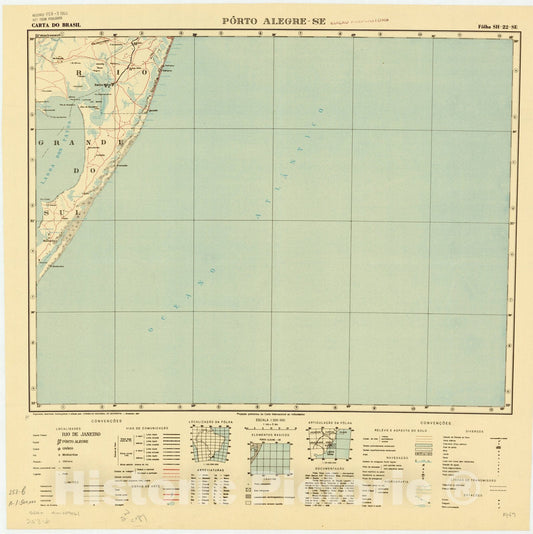 Map : Porto Alegre - SE, Brazil 1947, Carta do Brasil , Antique Vintage Reproduction