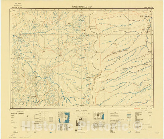 Map : Carinhanha - NO, Brazil 1951, Carta do Brasil , Antique Vintage Reproduction