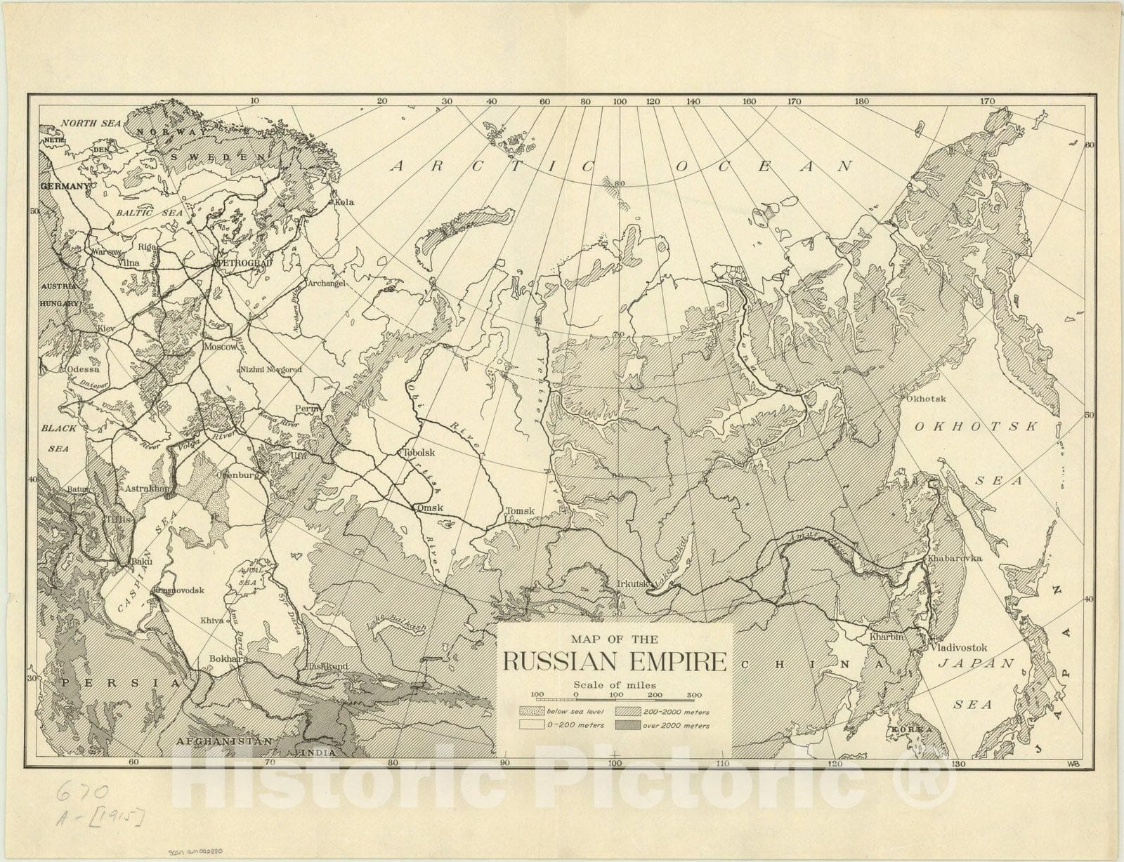 Map : Russia 1915, Map of the Russian Empire, Antique Vintage Reproduction
