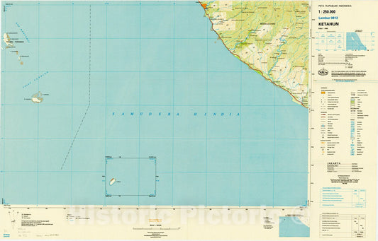 Map : Ketahun, Indonesia 1985, Peta rupabumi Indonesia, 1:250,000 , Antique Vintage Reproduction