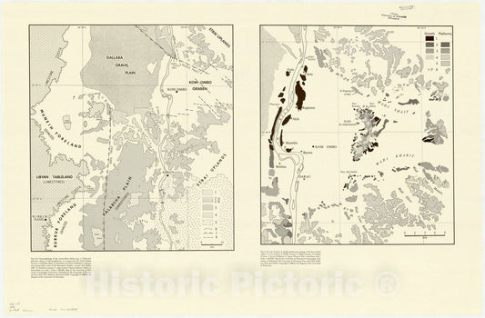 Map : Aswan reservoir 1968 5, Desert and river in Nubia : geomorphology and prehistoric environments at the Aswan reservoir , Antique Vintage Reproduction