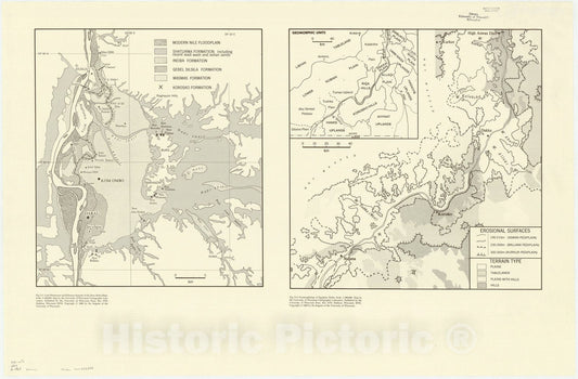 Map : Aswan reservoir 1968 6, Desert and river in Nubia : geomorphology and prehistoric environments at the Aswan reservoir , Antique Vintage Reproduction