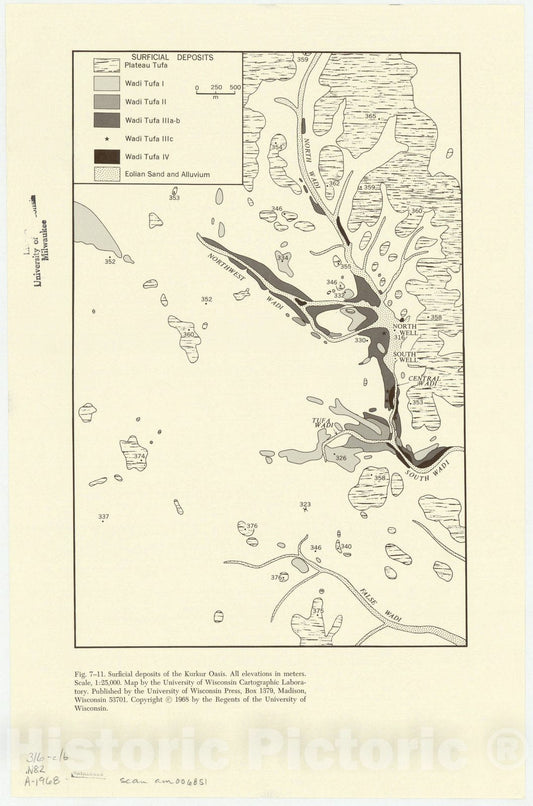 Map : Aswan reservoir 1968 8, Desert and river in Nubia : geomorphology and prehistoric environments at the Aswan reservoir , Antique Vintage Reproduction