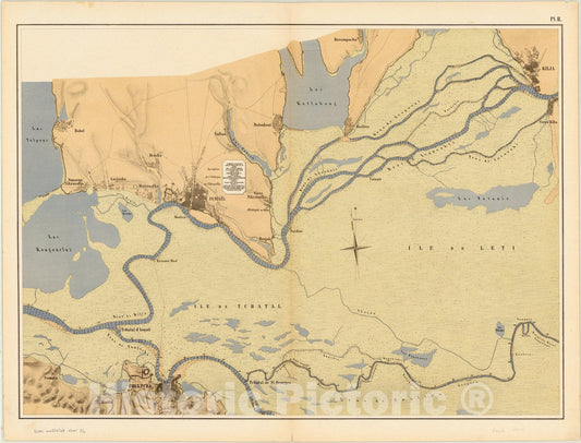 Map : Danube River 1871 1, Carte du Danube et de ses embranchements entre Braila et la mer , Antique Vintage Reproduction