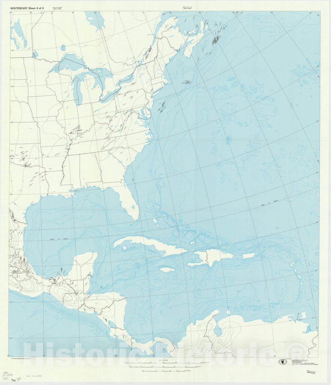 Map : North America 1991 3, Stress map of North America 1990 , Antique Vintage Reproduction