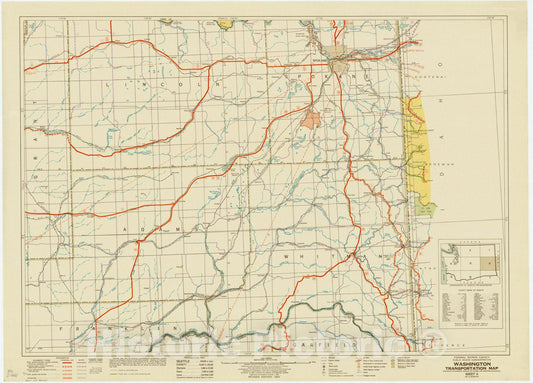 Map : Washington 1941 6, Washington transportation map : Highways, railroads canals, air lanes, and dredged channels , Antique Vintage Reproduction