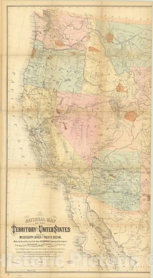 Map : United States 1867 1, Antique Vintage Reproduction
