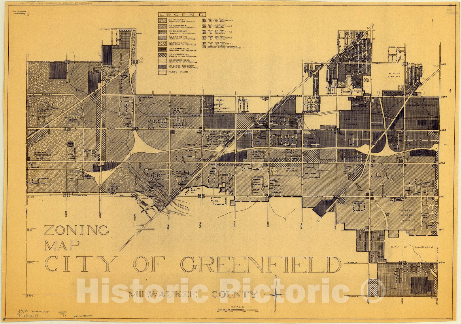 Map : Greenfield, Wisconsin 1960, Zoning map, city of Greenfield, Milwaukee County, Antique Vintage Reproduction