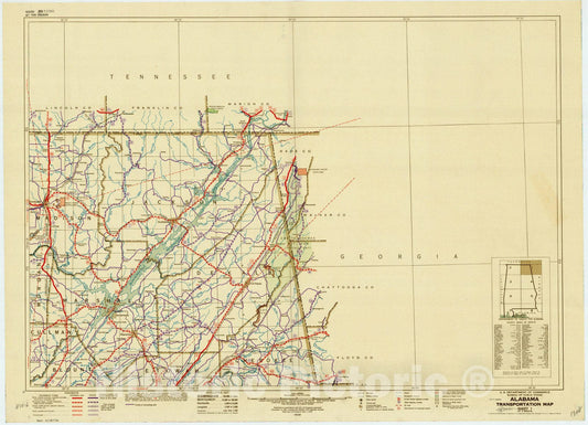 Map : Alabama 1948 7, Alabama transportation map , Antique Vintage Reproduction