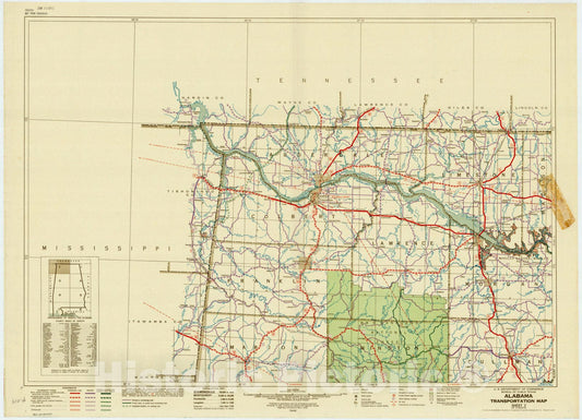 Map : Alabama 1948 8, Alabama transportation map , Antique Vintage Reproduction