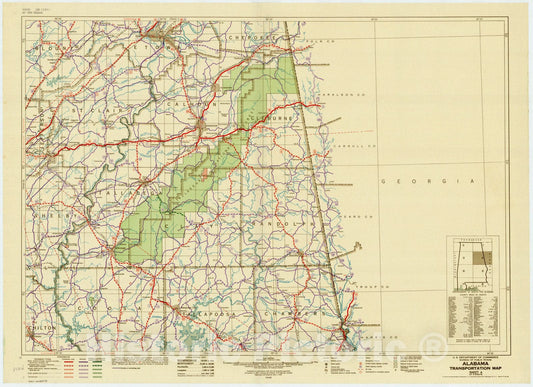 Map : Alabama 1948 2, Alabama transportation map , Antique Vintage Reproduction