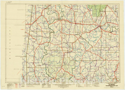 Map : Alabama 1948 4, Alabama transportation map , Antique Vintage Reproduction