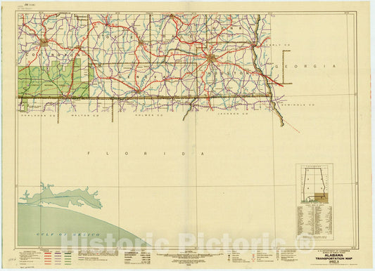 Map : Alabama 1948 6, Alabama transportation map , Antique Vintage Reproduction