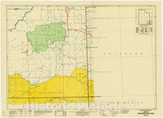Map : Utah 1941 3, Utah transportation map : Highways, railroads, canals, air lanes and dredged channels , Antique Vintage Reproduction