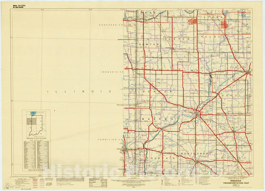 Map : Indiana 1947 1, Indiana transportation map , Antique Vintage Reproduction