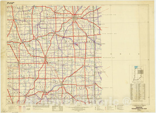 Map : Indiana 1947 2, Indiana transportation map , Antique Vintage Reproduction