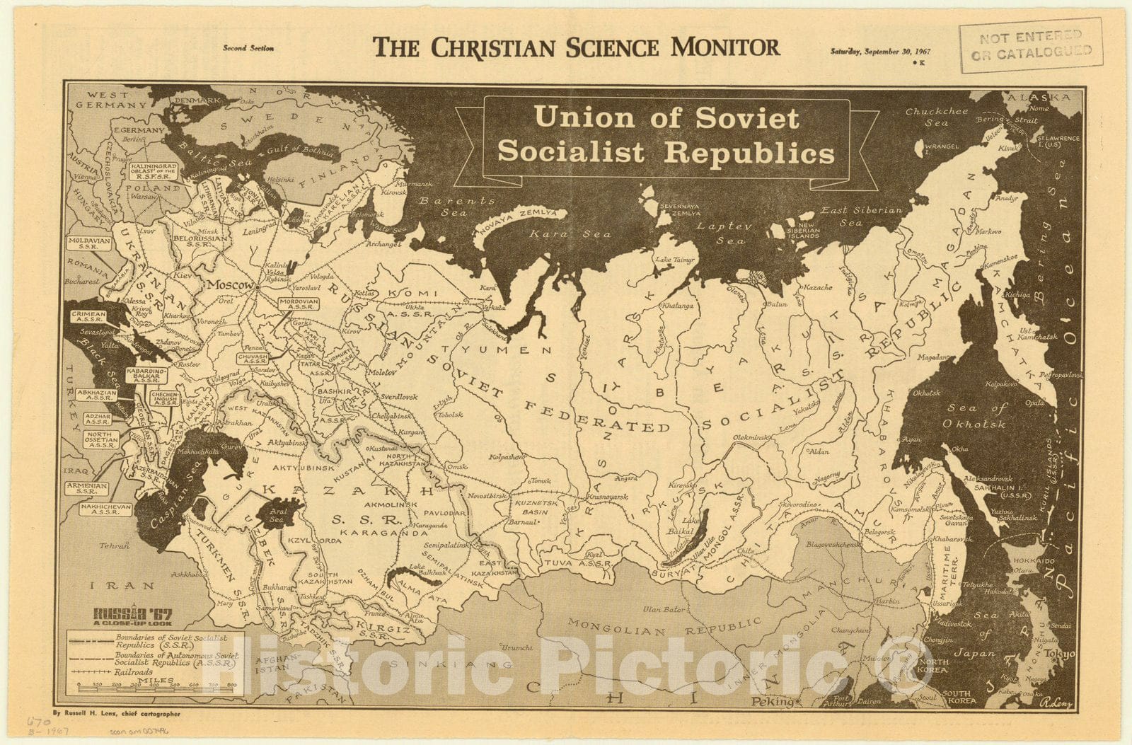 Map : Soviet Union 1967, Union of Soviet Socialist Republics , Antique Vintage Reproduction