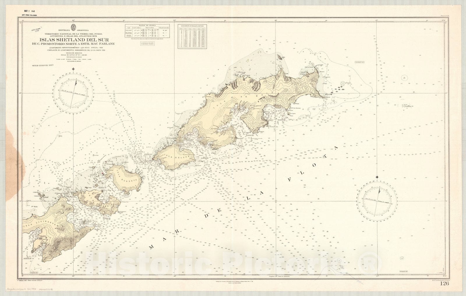 Map : South Shetland Islands 1958, Antique Vintage Reproduction