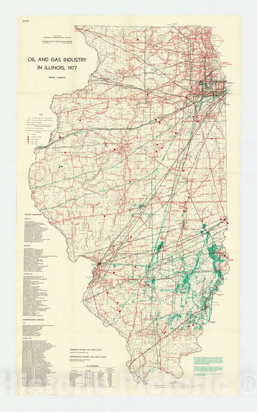 Map : Illinois 1977 1, Oil and gas industry in Illinois, 1977 , Antique Vintage Reproduction