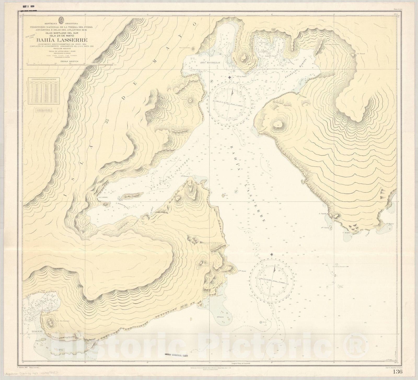 Map : King George Island 1957, Antique Vintage Reproduction