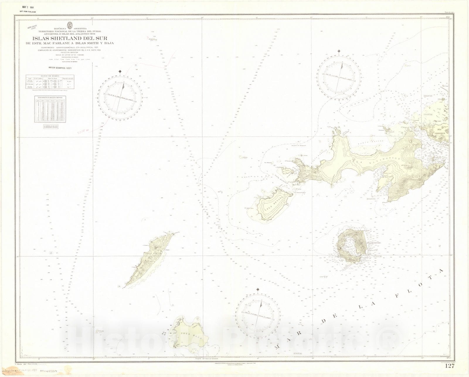 Map : South Shetland Islands 1957, Antique Vintage Reproduction
