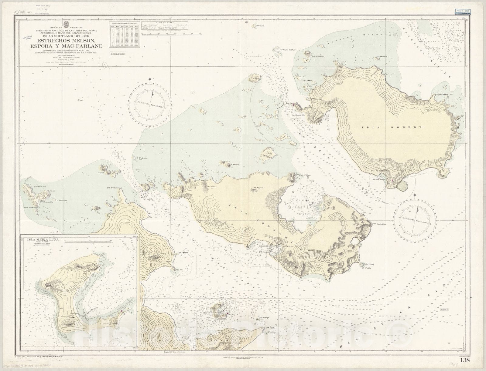 Map : South Shetland Islands 1964 3, Antique Vintage Reproduction