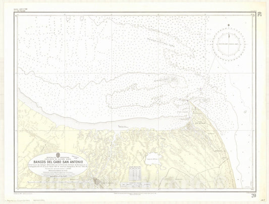 Map : Argentina coast 1947, Republica Argentina, Provincia de Buenos Aires, Bancos del Cabo San Antonio , Antique Vintage Reproduction